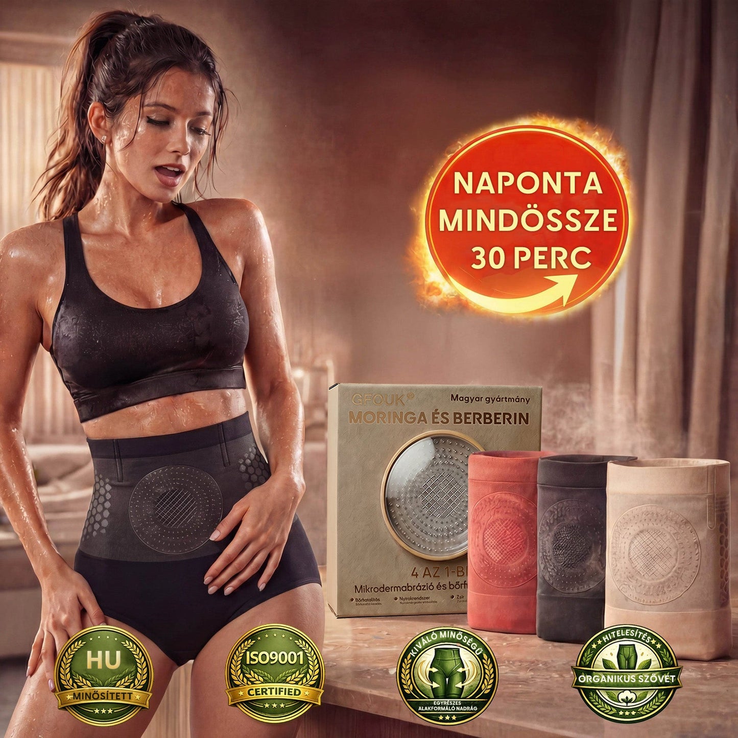 ✅✅A márka hivatalos üzlete | 🧑‍⚕️GFOUK® 2026 Moringa és berberin 4 az 1-ben mikrorészecskés alakformáló és zsírégető rövidnadrág